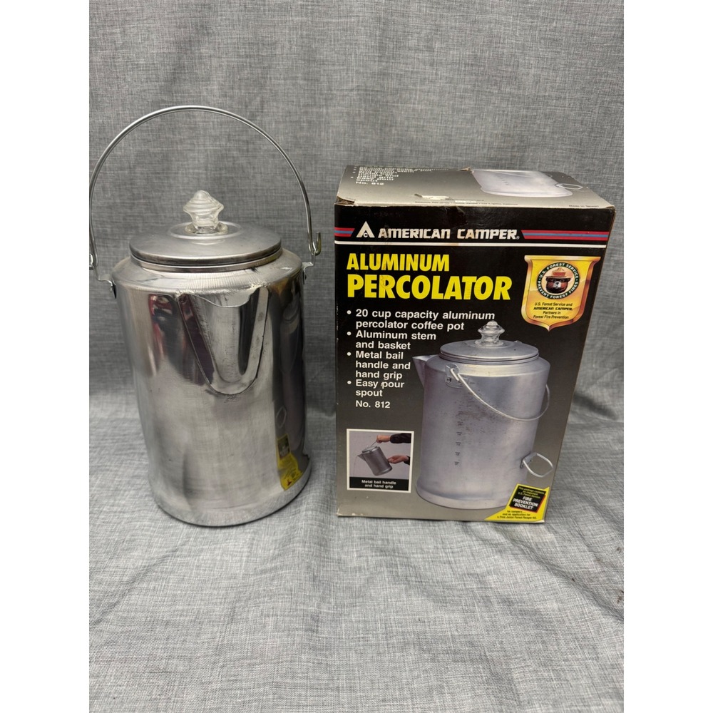 American Camper Aluminum Percolator 20 Cup Coffee Pot No. 812 Vintage Camping